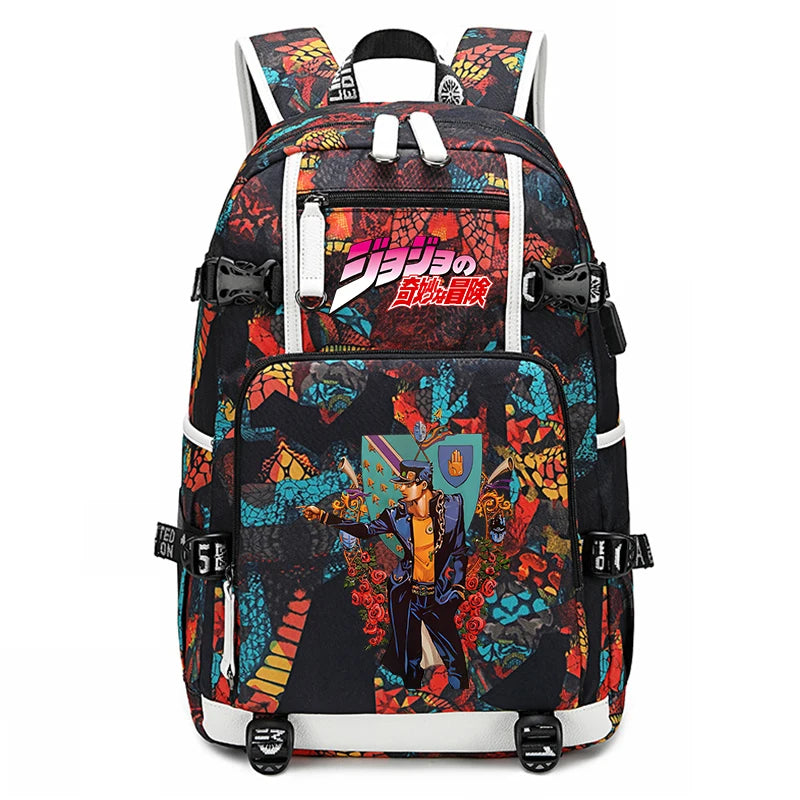 Jojo Bizarre Adventure Anime Sac à dos pour jeunes, cartable étudiant, sac de voyage grande capacité, cadeau de rentrée scolaire pour enfants