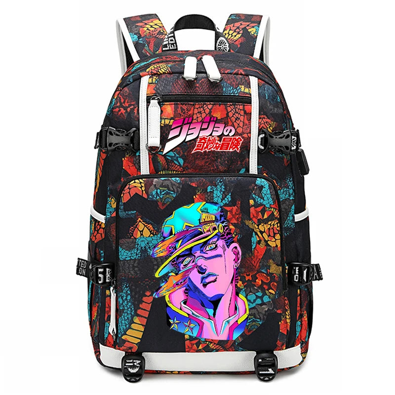 Jojo Bizarre Adventure Anime Sac à dos pour jeunes, cartable étudiant, sac de voyage grande capacité, cadeau de rentrée scolaire pour enfants