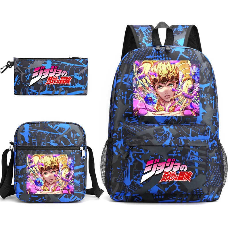 Jojo Bizarre Adventure anime sac à dos étudiant, 3 pièces
