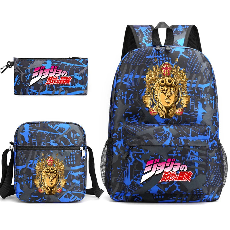 Jojo Bizarre Adventure anime sac à dos étudiant, 3 pièces