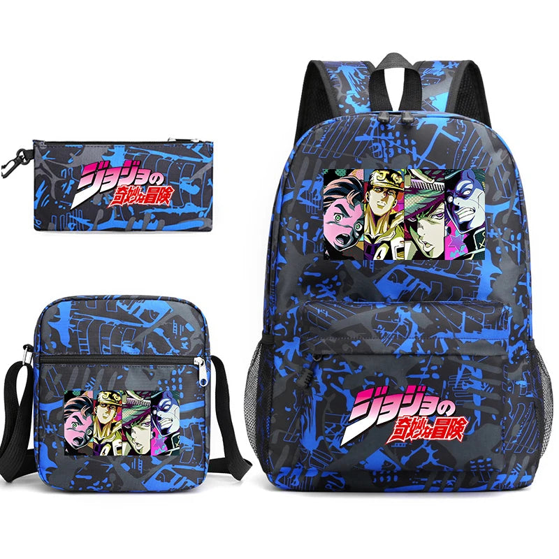 Jojo Bizarre Adventure anime sac à dos étudiant, 3 pièces