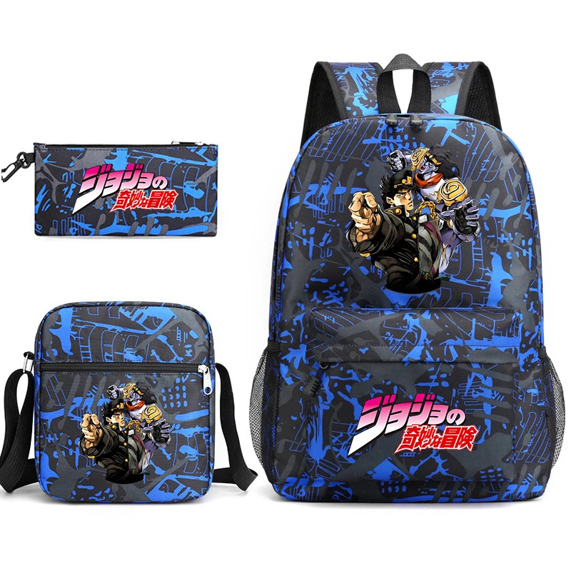 Jojo Bizarre Adventure anime sac à dos étudiant, 3 pièces