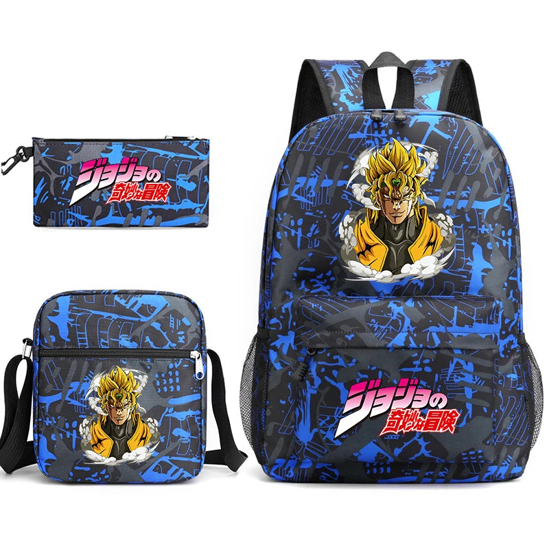 Jojo Bizarre Adventure anime sac à dos étudiant, 3 pièces