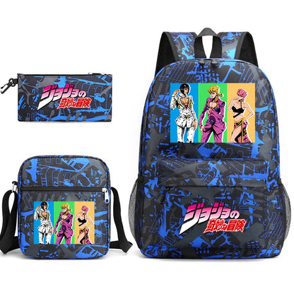 Jojo Bizarre Adventure anime sac à dos étudiant, 3 pièces