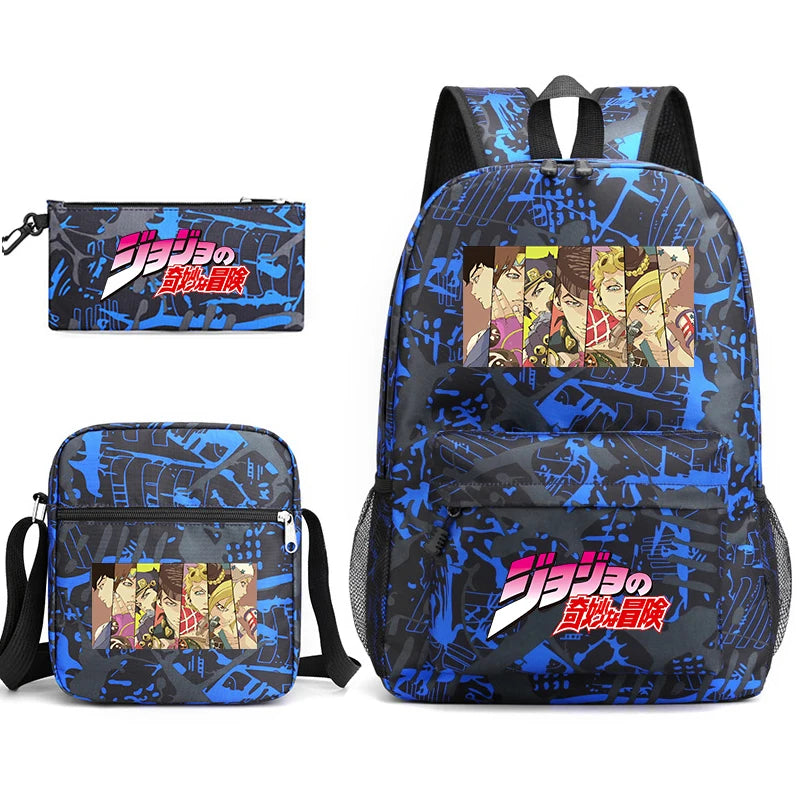 Jojo Bizarre Adventure anime sac à dos étudiant, 3 pièces
