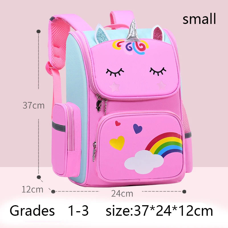 Sac à dos étanche de grande capacité pour enfants, sac d'école imprimé licorne pour adolescents de 2 à 16 ans, sac à dos Kawaii pour enfants, rose