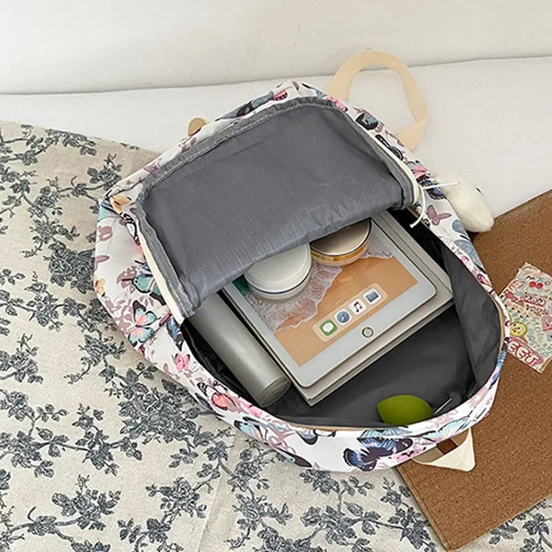 Mode papillon modèle coréen femmes sac à dos étudiant sac à dos pour l'école livre stockage et organisateur de voyage