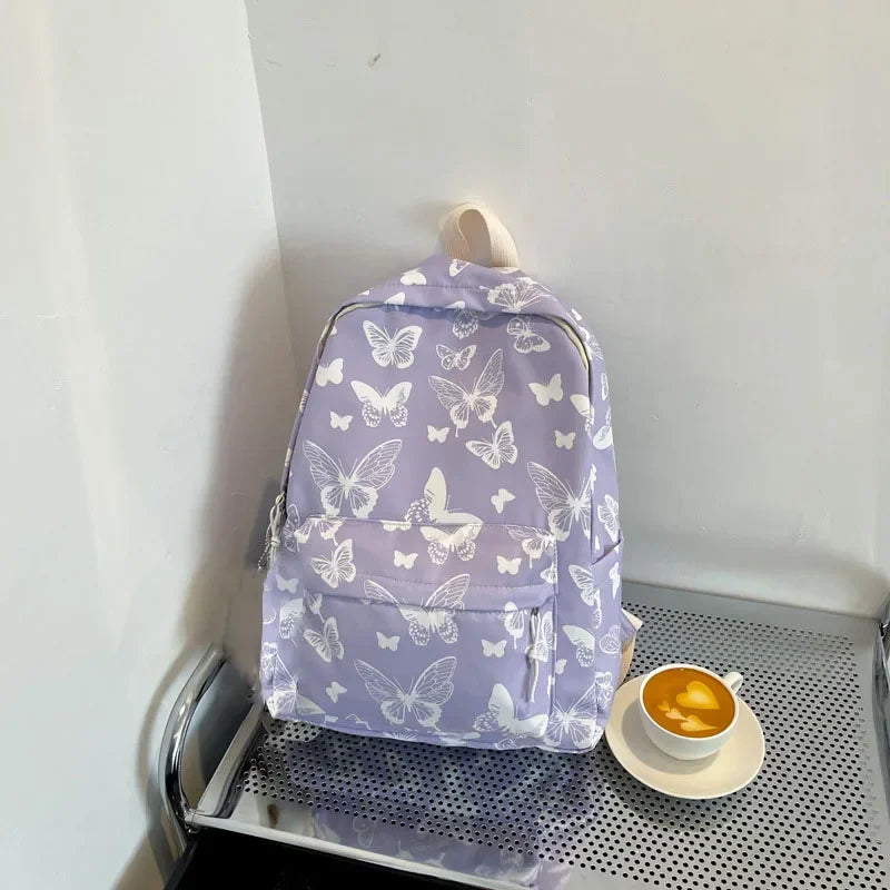 Mode papillon modèle coréen femmes sac à dos étudiant sac à dos pour l'école livre stockage et organisateur de voyage