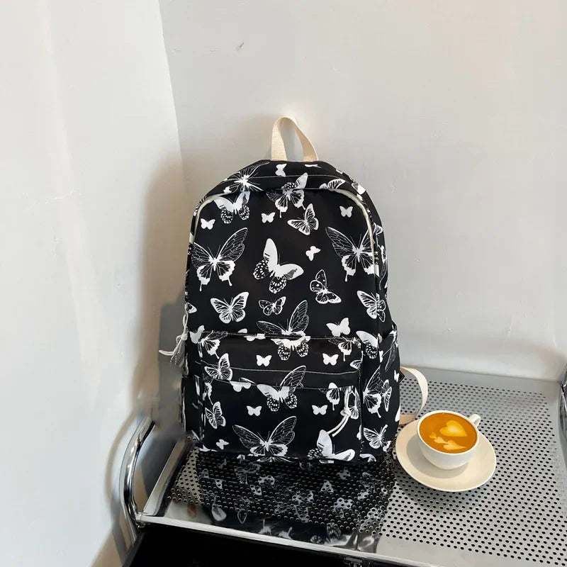 Mode papillon modèle coréen femmes sac à dos étudiant sac à dos pour l'école livre stockage et organisateur de voyage