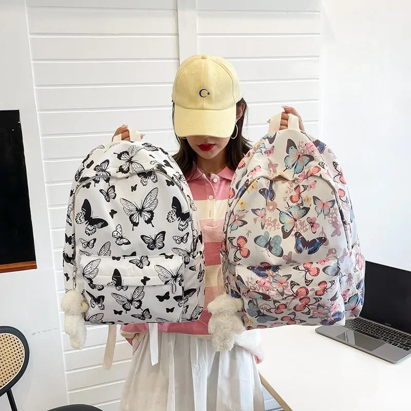 Mode papillon modèle coréen femmes sac à dos étudiant sac à dos pour l'école livre stockage et organisateur de voyage