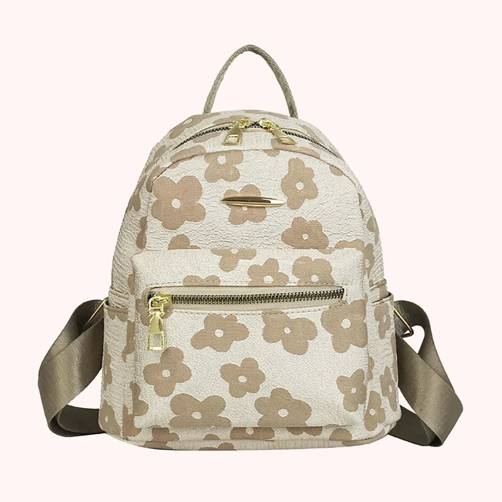 Petit sac à dos beige pur imprimé floral pour filles