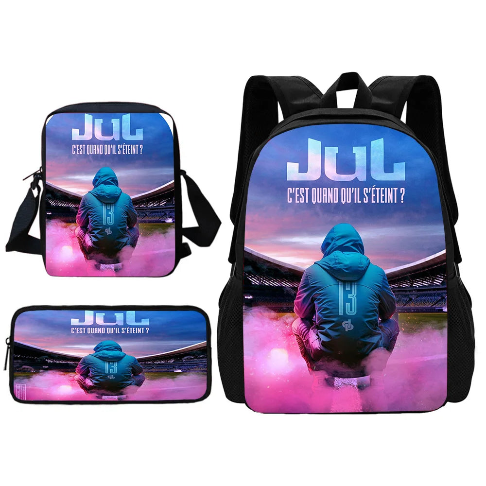 Rapper JuL-Sac à Dos d'École pour Enfant, avec Trousse à Crayons, pour Garçon et Fille, Meilleur Cadeau