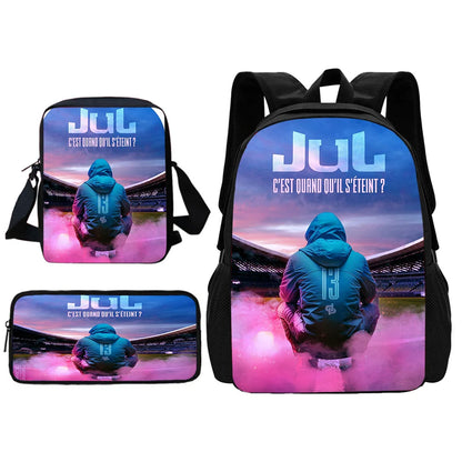 Rapper JuL-Sac à Dos d'École pour Enfant, avec Trousse à Crayons, pour Garçon et Fille, Meilleur Cadeau