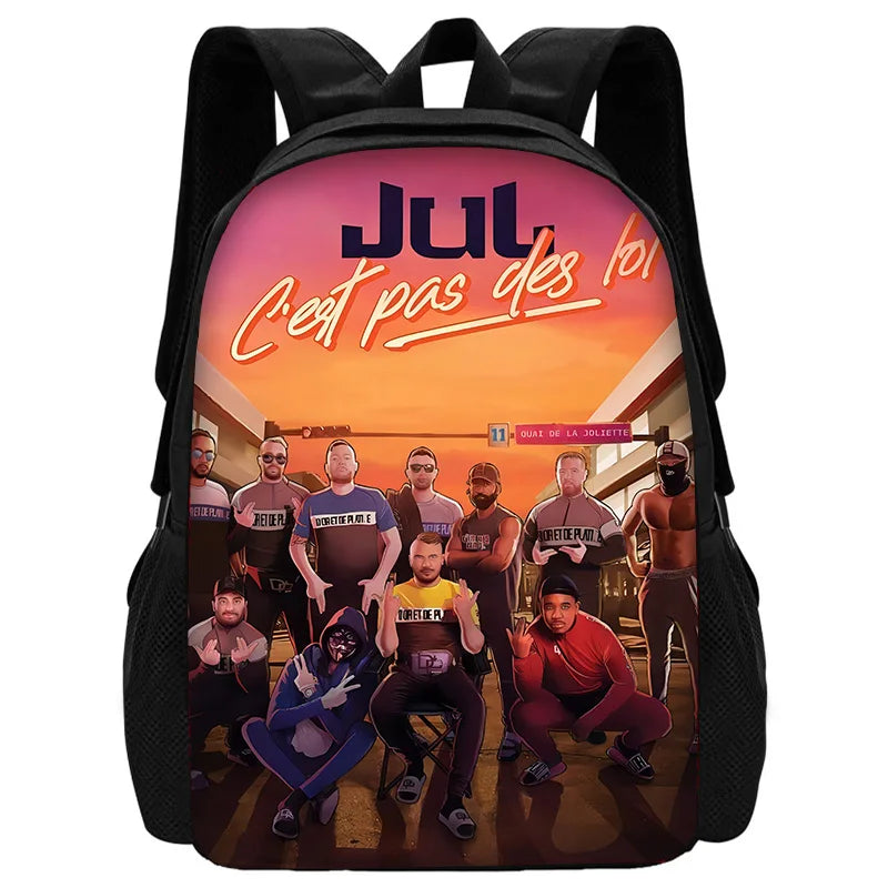 Rapper JuL-Sac à Dos d'École pour Enfant, avec Trousse à Crayons, pour Garçon et Fille, Meilleur Cadeau