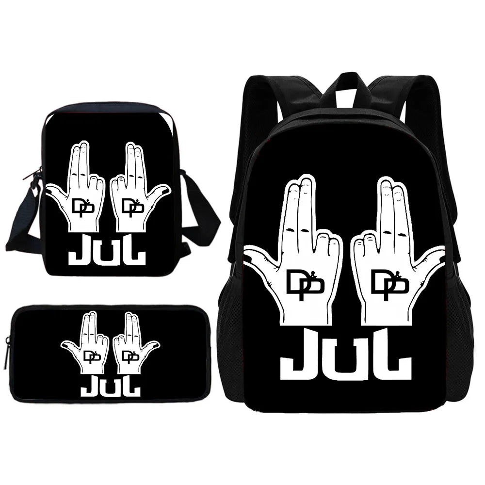 Rapper JuL-Sac à Dos d'École pour Enfant, avec Trousse à Crayons, pour Garçon et Fille, Meilleur Cadeau