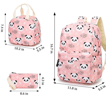 Sac d'école à motif de Panda pour filles, 3 pièces