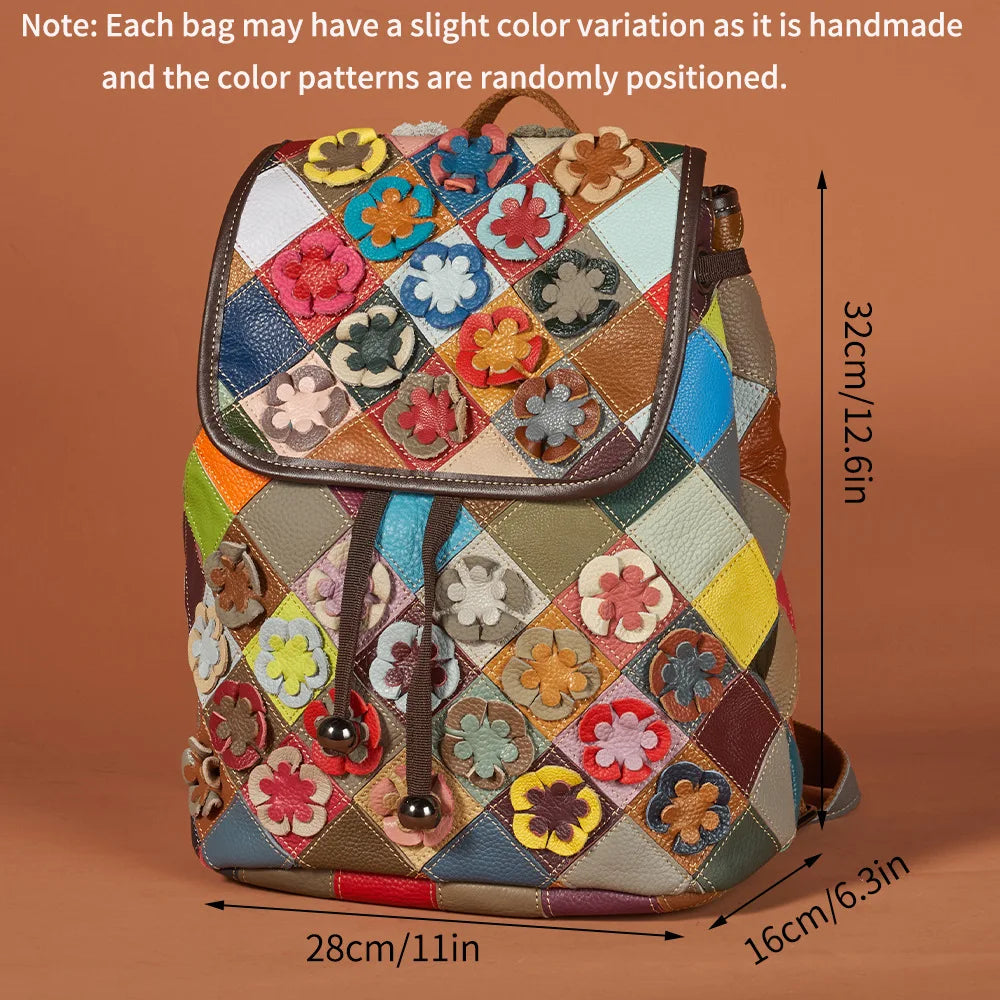 Sac à dos Floral en cuir véritable