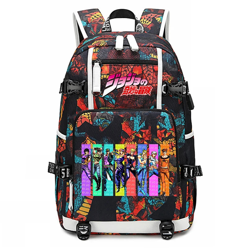 Jojo Bizarre Adventure Anime Sac à dos pour jeunes, cartable étudiant, sac de voyage grande capacité, cadeau de rentrée scolaire pour enfants