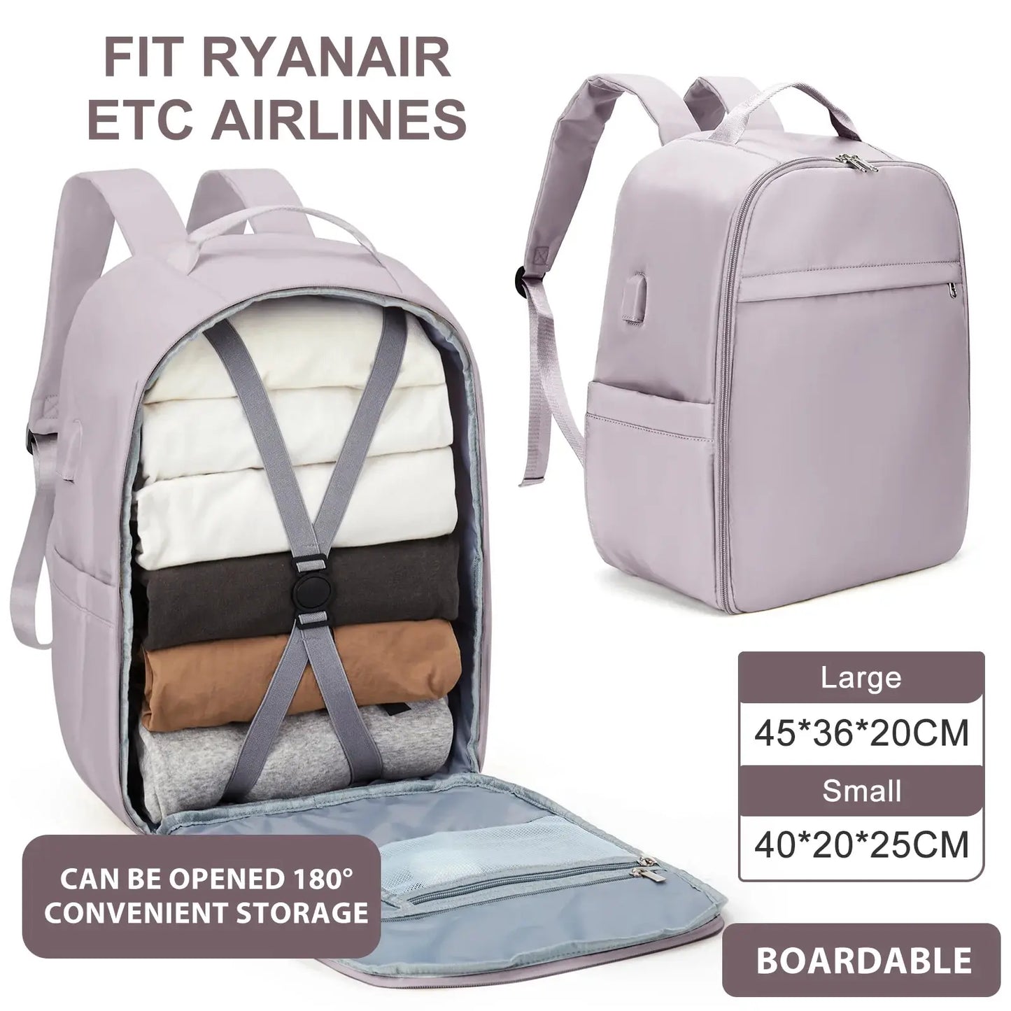 Hand Luggage Backpack for Ryanair, 2 Sizes 