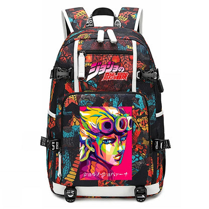 Jojo Bizarre Adventure Anime Sac à dos pour jeunes, cartable étudiant, sac de voyage grande capacité, cadeau de rentrée scolaire pour enfants