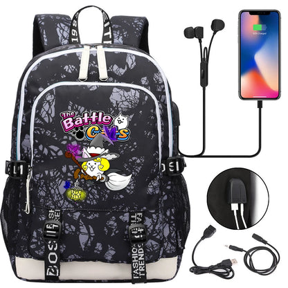 Sac à dos mignon, pour l'école, étudiant, chargeur USB, pour ordinateur portable, garçons et filles, voyage quotidien, adolescent, collège, The battle cats