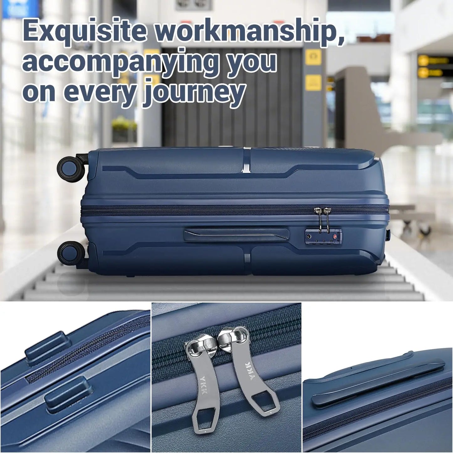 Ensemble de valises, étui rigide en PP, serrure TSA, léger et durable