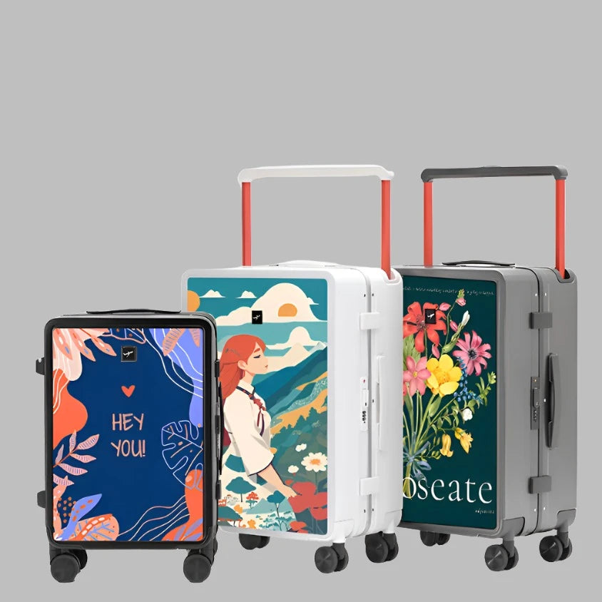 Valises de voyage à roulettes pour filles, cadre en aluminium