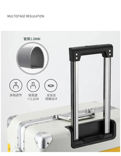 Universal rolling suitcase with aluminum frame