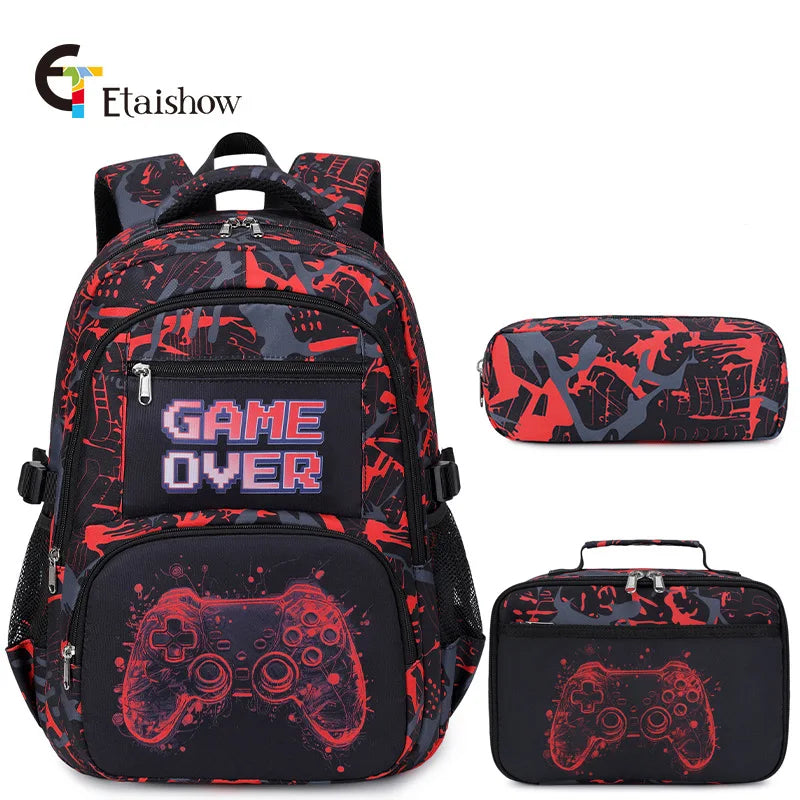 Sac à dos pour garçon avec sac à déjeuner et trousse à crayons 3 pièces