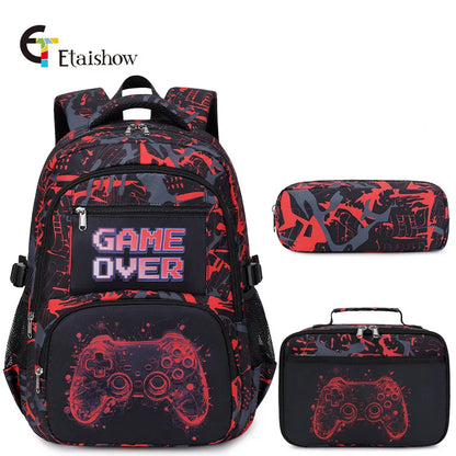 Sac à dos pour garçon avec sac à déjeuner et trousse à crayons 3 pièces