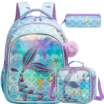 Ensemble de 3 sacs à dos d'école pour fille, sac à déjeuner, trousse