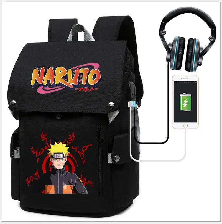 Nauto Anime Sac à dos d'école de grande capacité, sac à dos de sport, épaule à fermeture éclair éclaircissante, sac d'extérieur, accessoires de mode manga