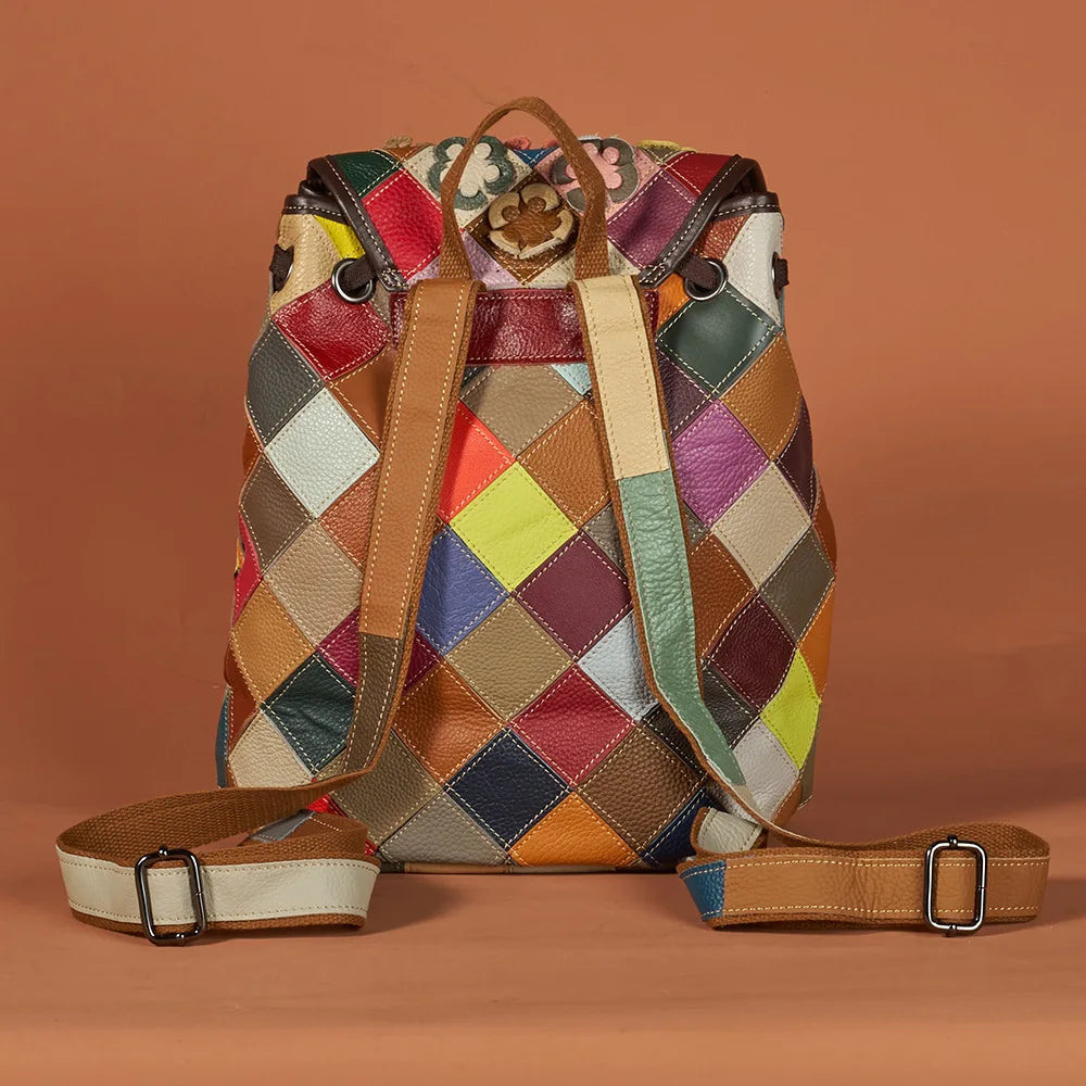 Sac à dos Floral en cuir véritable