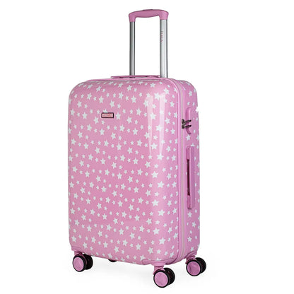 Valise de voyage modèle Stars pour jeune enfant, fille, 4 roues, polycarbonate moyen