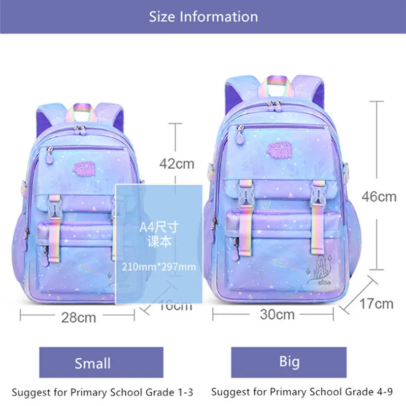 Sacs d'école imperméables pour enfants, cartable violet et rose pour filles, SR, grande capacité, étudiant du primaire