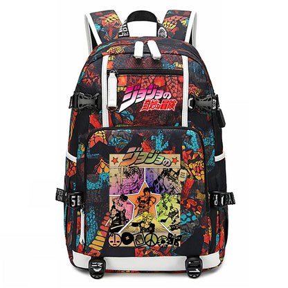 Jojo Bizarre Adventure Anime Sac à dos pour jeunes, cartable étudiant, sac de voyage grande capacité, cadeau de rentrée scolaire pour enfants