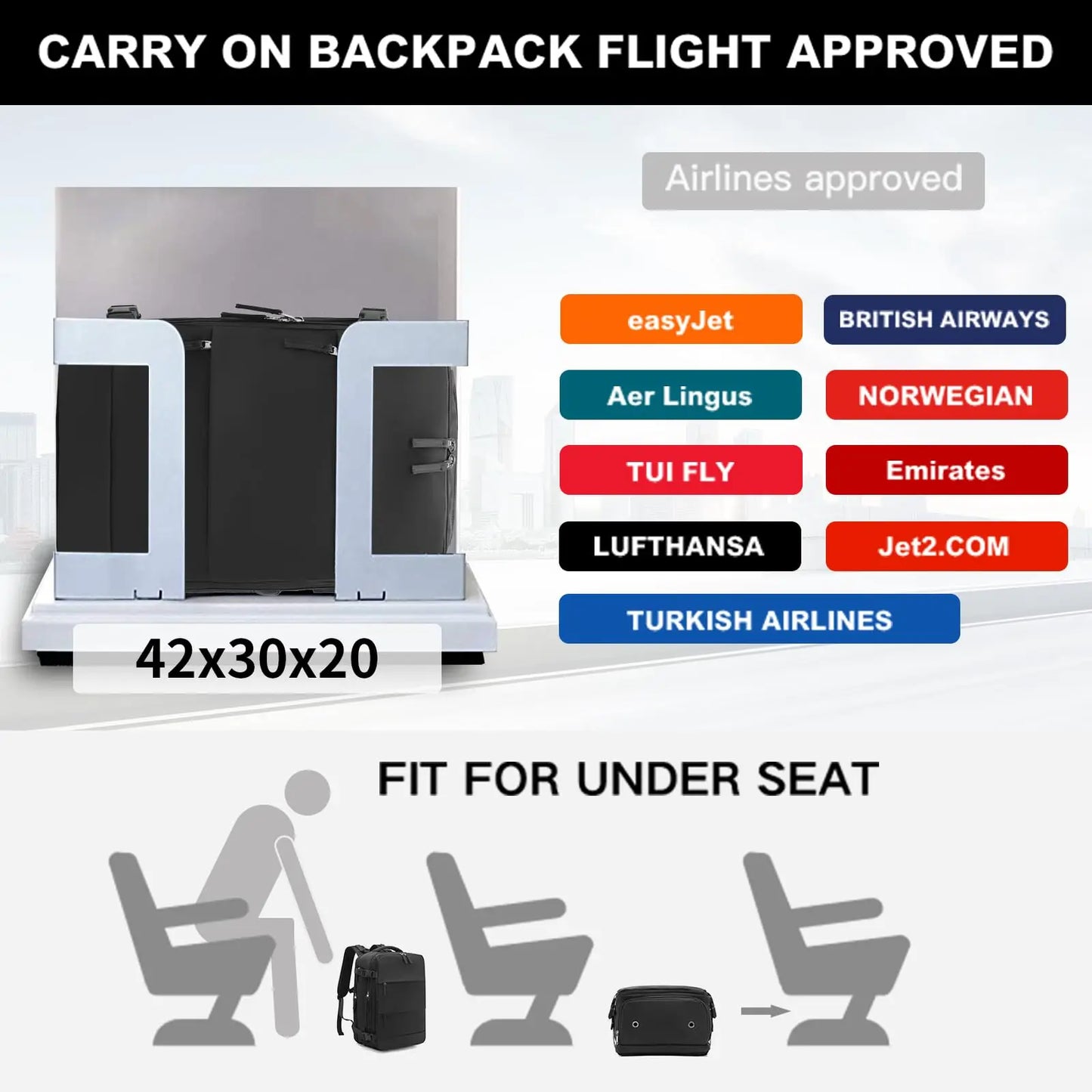 Bagage à main 25L avec compartiment pour ordinateur portable