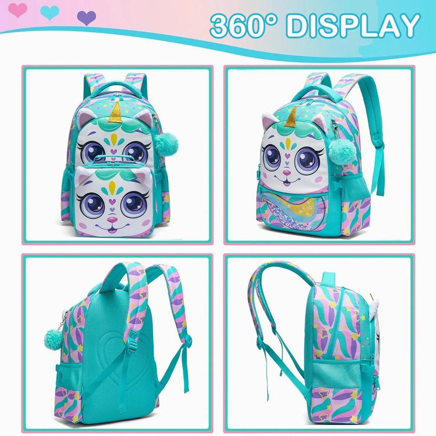 3 pièces pour enfants; sacs à dos mignon animal