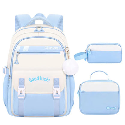 Sac à dos pour les filles avec boîte à déjeuner porte-crayon ensemble primaire