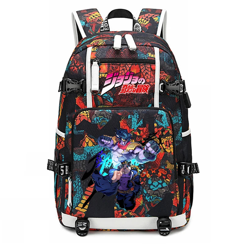 Jojo Bizarre Adventure Anime Sac à dos pour jeunes, cartable étudiant, sac de voyage grande capacité, cadeau de rentrée scolaire pour enfants