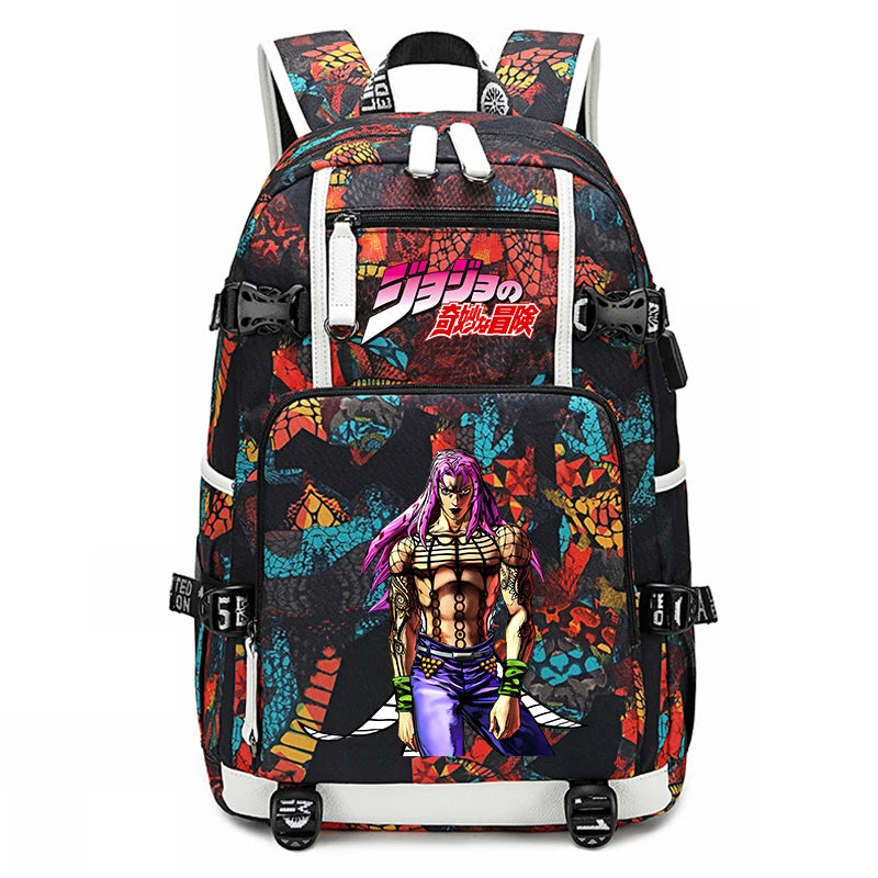 Jojo Bizarre Adventure Anime Sac à dos pour jeunes, cartable étudiant, sac de voyage grande capacité, cadeau de rentrée scolaire pour enfants