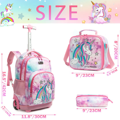 Cartable à roulettes licorne