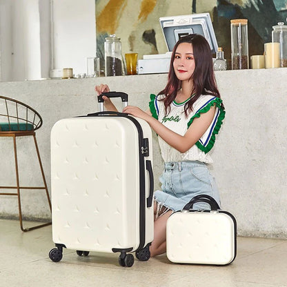 Rolling travel suitcase, cabin cosmetic luggage for women on mute wheels