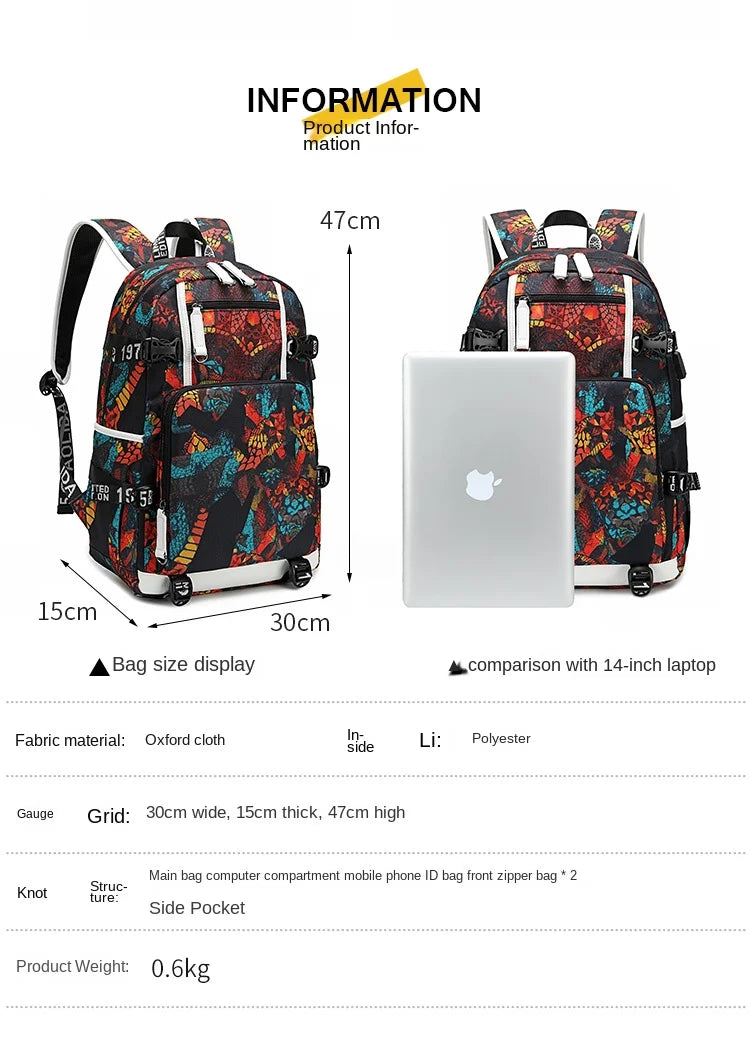 Jojo Bizarre Adventure Anime Sac à dos pour jeunes, cartable étudiant, sac de voyage grande capacité, cadeau de rentrée scolaire pour enfants