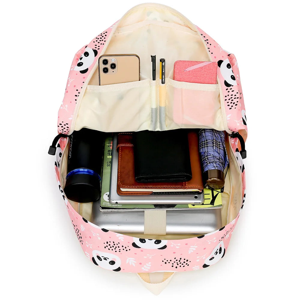 Sac d'école à motif de Panda pour filles, 3 pièces