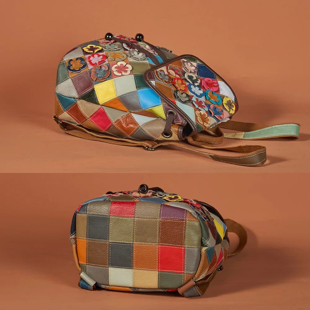 Sac à dos Floral en cuir véritable