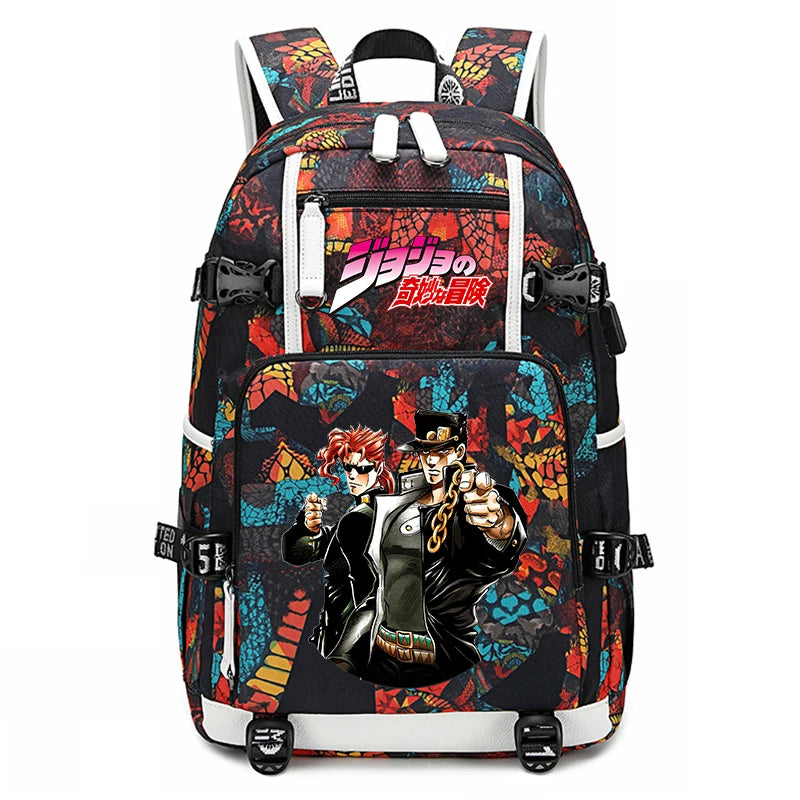 Jojo Bizarre Adventure Anime Sac à dos pour jeunes, cartable étudiant, sac de voyage grande capacité, cadeau de rentrée scolaire pour enfants