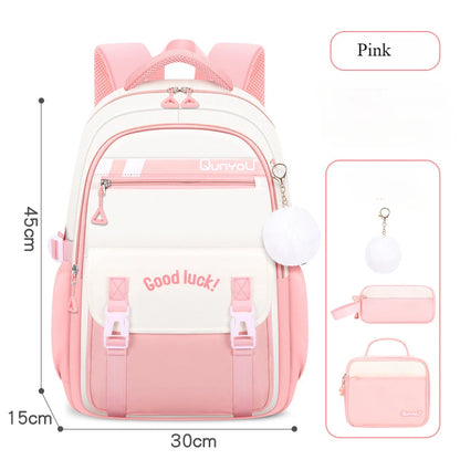 Sac à dos pour les filles avec boîte à déjeuner porte-crayon ensemble primaire