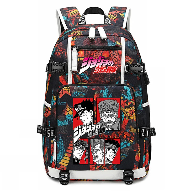 Jojo Bizarre Adventure Anime Sac à dos pour jeunes, cartable étudiant, sac de voyage grande capacité, cadeau de rentrée scolaire pour enfants