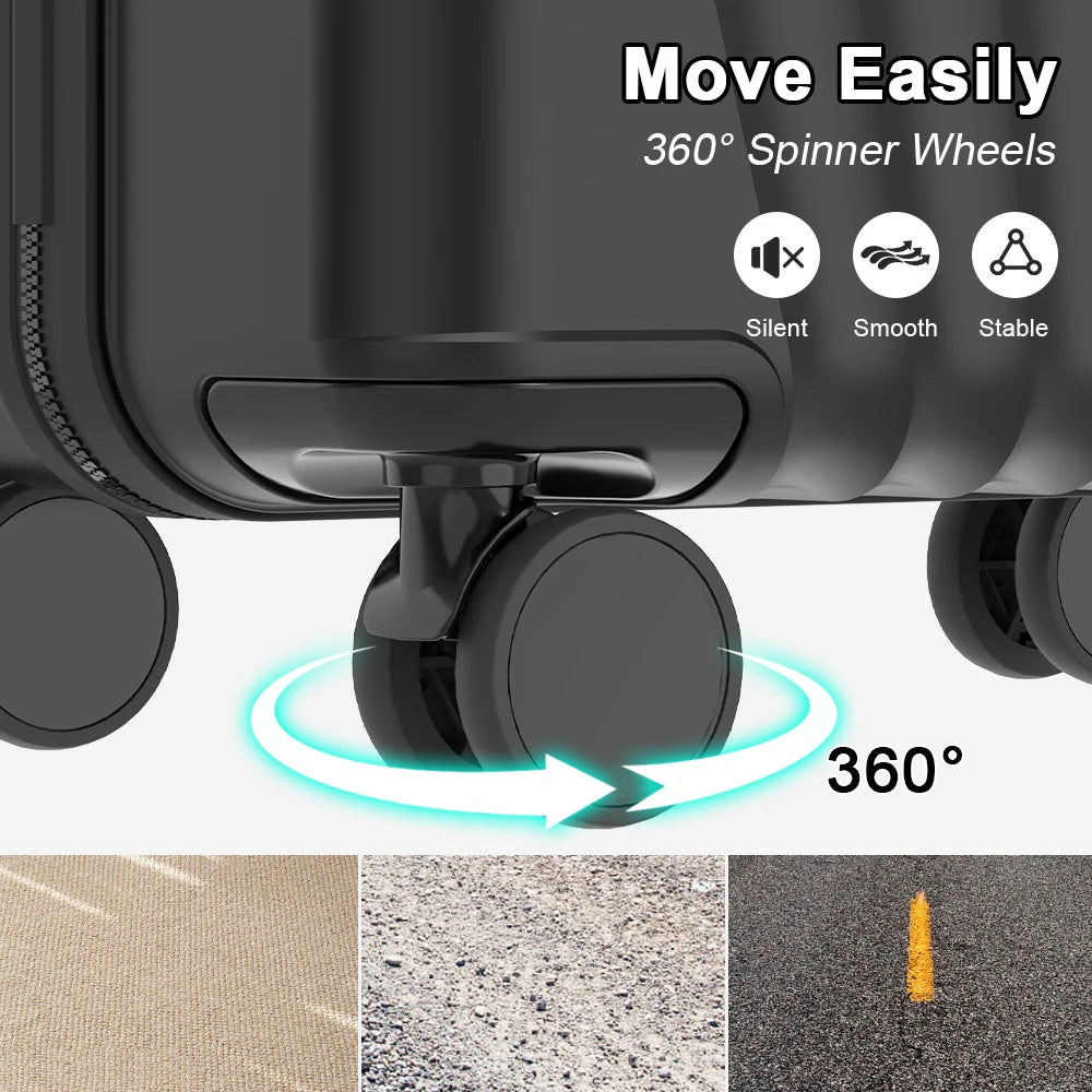 Ensemble de bagages de voyage ABS avec poignée télescopique, 5 pièces